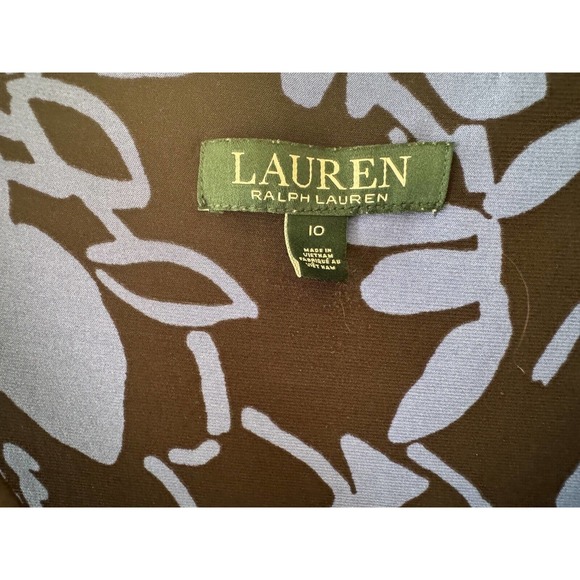 Lauren Ralph Lauren Dress Long Sleeve Blue Print Print Sz 10 Stretch Jersey - Picture 6 of 6